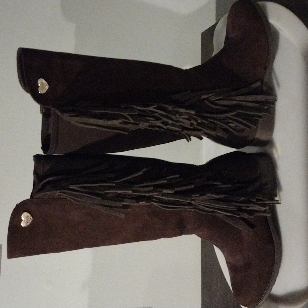 Girls Stuart Weiztman Stretch Tall Riding Boots with Tassels Sz 13